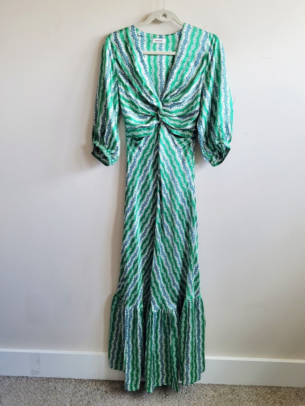 SANDRO Agnetta Floral Print Maxi Dress in Green - Picture 5 of 13